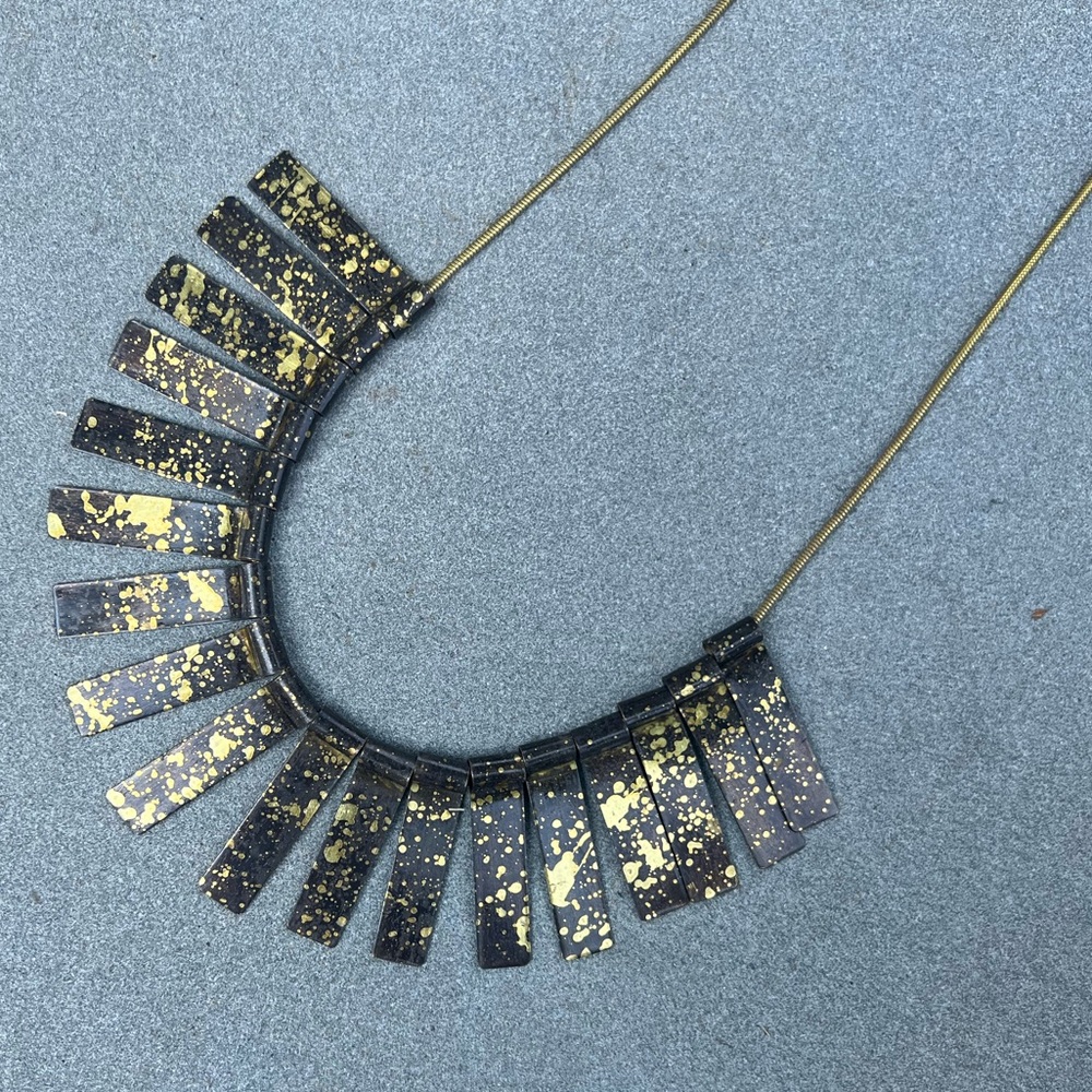 Anthropologie Brass Fringe Necklace